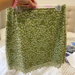 flowery green shein skirt